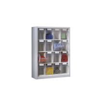 Lockweiler – Armoire murale avec 16 bacs pivotants – Dimensions : 910 x 665 x 250 mm – Tôle d'acier laquée gris clair RAL 7035 – Rayonnage