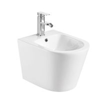 AQUORE Hänge-Bidet weiß glänzend – Rundes Design – 7 Jahre Garantie – Keramik – 515 mm Tiefe – 345 mm Höhe – 360 mm Breite