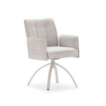 Mkric - Pack De 2 Sillones Giratorios Modelo Noah Tapizado Textil Beige, 85cm(alto) 56cm(ancho) 63cm(largo)