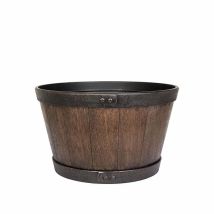 La Hacienda - 45cm Large Oban Whiskey Barrel - Plastic - L45 X W45 X H26 Cm - Dark Oak