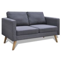 Set Divano 2 Posti Per Soggiorno Interno Casa E Tessuto Grigio Scuro 3 Posti 020019693