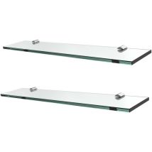 S'Afielina - Glass Bathroom Shelves, Wall Mounted Bathroom Shelf 8mm Thick Tempered Glass Shelf For Kitchen Living Room And Toilet, 48cm 2 Packs