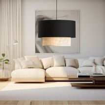 Lámpara Colgante Loughborough 1xe27 20 W Plástico Tela 70xø30 Cm - Negro / Amarillo [ Lux.pro