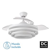 Lüfter 72w Dc Kai White 3 Blades Transp. 6 Vel. 3 Farben 43/58x50/107/quake,memory & Temp. 6120lm - Fabrilamp