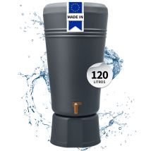 4rain Azura 2en1 Depósito De Agua De Lluvia 120 L Graphite Grey Incl. Jardinera Y Base
