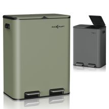 Maxcraft - Mülleimer / Treteimer Mit Soft Close Deckel Und 2 Inneneimern - 60 Liter In Grün