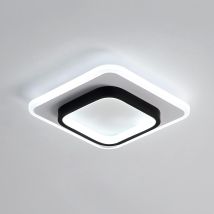 Comely - Modern Square Acrylic Led Ceiling Light, Black And White, Suitable For Bathroom, Living Room, Bedroom, Kitchen, And Hallway - 20w - White 