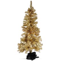 Künstlicher Weihnachtsbaum Gold 120 cm – Stabiler Metallfuß mit Betonsockel – Glamouröse Weihnachtsdekoration