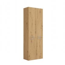 Hucoco - Rory - Badezimmerschrank Mit Korb - Abmessungen 174x60x30 - Aufbewahrungsmöbel Badezimmer Waschraum