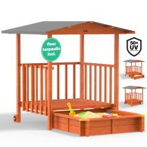 Spielwerk - Sandpit With Canopy Or Porch Corner Protection Floor Mat Uv 50 Wood Environmentally Friendly Glaze Sand Box Kids Children Playing Set 