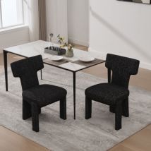Ensemble De 2 Chaises Modernes En Chenille Avec Pieds En Hévéa – Chaises D'Appoint Sans Accoudoirs Et Dossier Incurvé Pour Salon, Chambre, Restaurant,