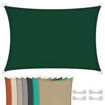 Voile D'Ombrage Rectangulaire Pour Terrasse, Jardin, Toile Imperméable Et Résistant Uv - 2 X 3 M - Vert Foncé - Linxor
