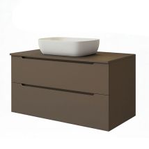 Kibath Mueble De Baño Con Lavabo Victoria 100x45 Cm Acabado Moka Mate 2 Cajones Suspendido