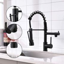 Elegante Küchenarmatur Mit Ausziehbrause Und Minibrause, Moderne Küchenspülen-einhebelmischbatterie, 2 Strahlarten: Strahl Und Brause, Schwarz
