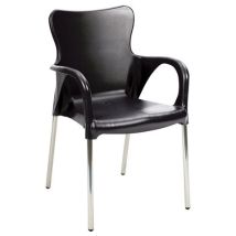 Sillón de resina y aluminio negro – Muebles de jardín – Ideal para exteriores e interiores – Comodidad y resistencia