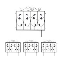 Lawn Edging, H X W: 60 X 60 Cm, 4 Components, Garden Flowerbed Border, Push-in, Metal, Decorative, Black - Relaxdays