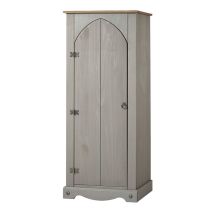 Corona Vestry Cupboard - Pine - 60 X 31.6 X 143.5 Cm - Grey Wax/antique Waxed Pine