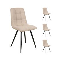 Lot De 4 Chaises Repas En Tissu Beige Et Noir - Alizo