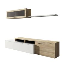 Mobimarket – Mobile TV design scandinavo – 44cm x 200cm x 41cm – Pannello truciolare melaminico – Bianco/Rovere