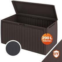 Prosperplast - Casaria 290l Outdoor Garden Storage Box Weather & Uv Resistant Easy Assembly Secure Lid 6 Rollers Ideal For Cushions & Accessories 
