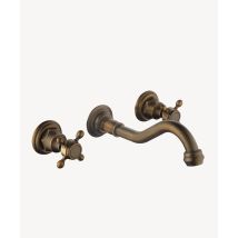 Lookshop – Wall-Mounted Basin Mixer Tap – Vintage Style – Dual Crosshead Handles – Elegant Bronze Finish – High-Quality Brass