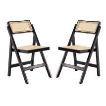 Wahson 2 Sillas De Comedor Con Respaldo Sillas Plegables Sin Brazos Con Estructura De Madera Sillas De Ocio Rústicas Para Cocina Salón Balcón, Negro