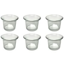 6x Teelichtgläser Teelichthalter Glas Teelichtglas Klar Geschwungen 4,5 Cm Hoch Kerzenhalter