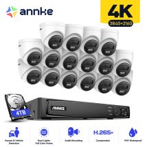 8mp Cctv Kits 16ch Poe Nvr 16 × Turret Cameras Outdoor Indoor Smart Ir Built-in Mic Motion Detection Remote Monitoring Security Camera System - 4tb 