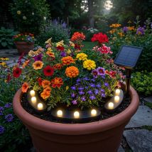 Luce Plug-in Lampada Da Esterno Vaso Di Fiori Giardino Terrazza 8 Modalità Di Luce Nero