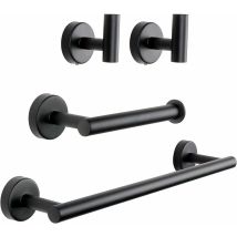 Juego De 4 Accesorios De Baño En Negro Mate, Toallero De Acero Inoxidable Sus304 Para Montaje En Pared. Incluye Toallero.