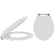 Milano Richmond - Traditional White Effect Toilet Seat With Chrome Hinges - 350mm X 451mm