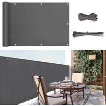 Balkon Sichtschutz Blickdicht Pes Balkonverkleidung Windschutz Ohne Bohren, Mit Nylon Kabelbinder Und Kordel, Patentierte Reißfeste Ösen, Wetterfest, 