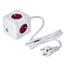 Allocacoc 2402rd/freupc Indoor 4ac Outlet(s) 1.5m Rot, Farbe White Multiple Base - Mehrfachsockel (indoor, 1.5m, 4 Ac Outlets, Typ E (fr), Rot, Weiß, 