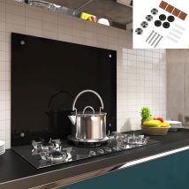 Küchenrückwand Spritzschutz Fliesenspiegel Küche Wandschutz Glas 6mm Esg Schwarz - 80x40cm