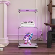 Rosahqnda - Vitrina De Cristal Moderna, 40 X 36 X 85 Cm, Con Puerta Simple Y Dos Niveles, Con Iluminación Y Cerradura, Para Objetos De Colección, 