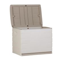 Plastiken Coffre Cadenassable Avec Roulettes - 190 L - Fonctionnel Et Esthétique - Beige