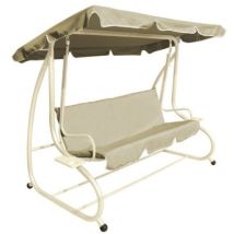 Verdelook Hollywoodschaukel 3-Sitzer – Neigbare Rückenlehne – Metallstruktur – Polyesterbezug – 230 x 120 x 165 cm