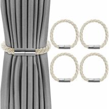 Set Of 4 Curtain Tiebacks, Magnetic Curtain Tiebacks Magnetic Braiding Buckle Curtains For Home Office Decoration (beige)