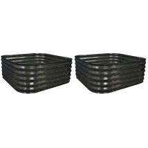 Selections - Set Of 2 X Large Metal Raised Vegetable Bed In Dark Grey (120cm)