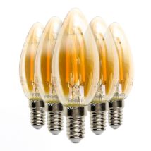 Set Di 5 Lampadine Led Ambra E14 C35 Filamento 4w