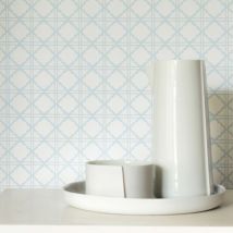 Graham&brown - Diane Light Blue Geometric Diamond Cross Vinyl Wallpaper