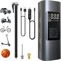 6000 Mah Mini Electric Air Pump, 150 Psi Portable Cordless Tire Inflator With Digital Lcd Display, Electric Bicycle Pump With Led Light For Motorcycle