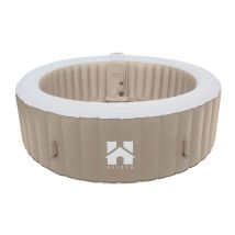 Home Deluxe - Spa Extérieur - Splash + Coussins, Porte-boissons Et Pare-soleil - Couleur : Beige - 208 Cm, 130 Jets D'Air - Avec Couverture, Kit De 