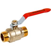 Kugelhahn – Messing – Gewinde-Gewinde – Roter Flachgriff 33x42