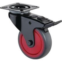 Rueda Giratoria Con Freno D.75mm Cap. 75kg Con Placa Con Freno De Goma Gris Bs Rollen