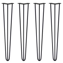 Skiski - Legs - 4 Pieds De Table En Épingle À Cheveux 71cm 3 Tiges En Acier Noir Épaisseur 10mm