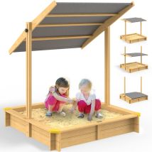 Spielwerk Arenero De Varios Tamaños Techo Corredizo Protección Uv 50+ Lona Para Arenero Niños Arenero Exterior Madera Impregnada Jardín Suelo De 