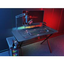 Genesis Holm 300 RGB Gaming-Tisch – Schwarz – 75 cm Höhe – 60 cm Breite – 120 cm Länge – 3 USB-Anschlüsse – Beleuchtung