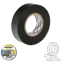 Aft - Wolfpack Linea Profesional 14063115 Professional Black Spessore 0,13 Mm. Larghezza 19 Mm. Rotolo 25 Metri Elettricista, Nastro Isolante Cavi, 