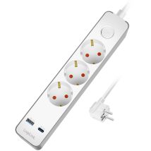 Multipresa A 3 Vie + Usb-a/usb-c Pd 20w, 1,4 M, Bianca